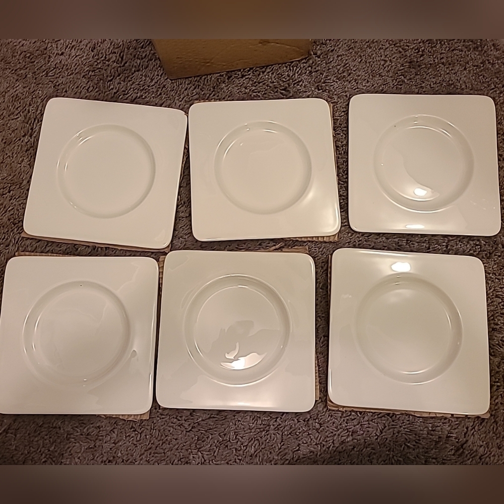Wedgwood White Connaught Flat Show Plate Square 17cm Set Of 6